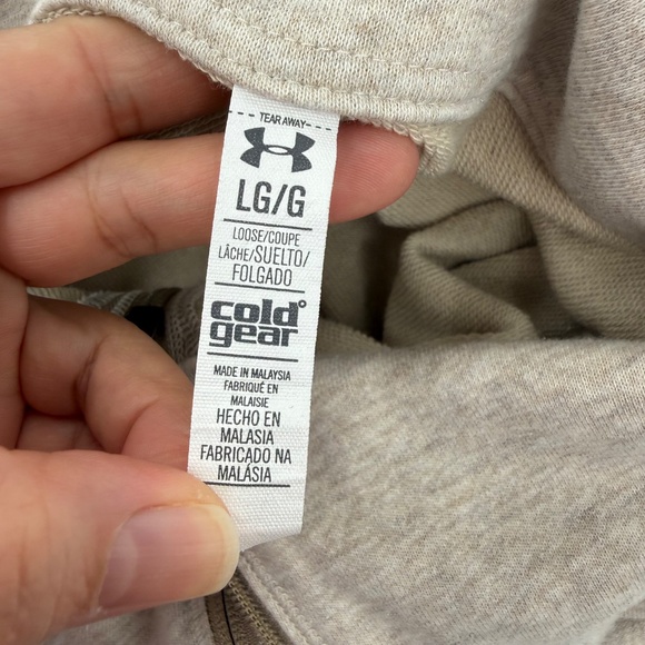 Under Armour Sweater Women Large Neutral Beige Full Zip Long Sleeve French Terry - Picture 9 of 13